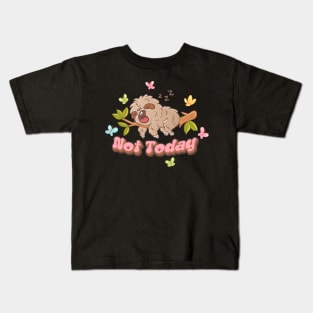 Cute sleeping sloth on Kids T-Shirt